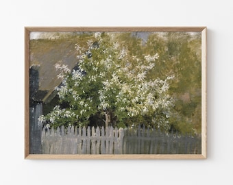 Vintage lente bloesem print digitale download | Pasen Kunstwerk | Vintage schilderij kunst aan de muur | Lente woondecoratie | Boom bloesem schilderij