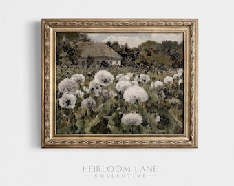 Vintage Hydrangea Field Print Digital Download | Fall Floral Artwork | Country Cottage Art | Vintage Farmhouse Decor | Autumn Print | 8105