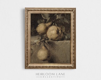 Vintage Pears Painting Instant Digital Download | Summer Fruit Wall Art | Moody Fall Home Decor | Vintage Pear Print | Designer Art | 8236