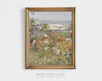 Wildflowers by the Sea Print Digital Download | Spring Floral Artwork | Country Cottage Art | Vintage Farmhouse Decor | Field Print | 8109