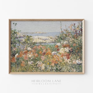 Wildflowers by the Sea Print Digital Download Spring Floral Artwork Country Cottage Art Vintage Farmhouse Decor Field Print 8109 image 4