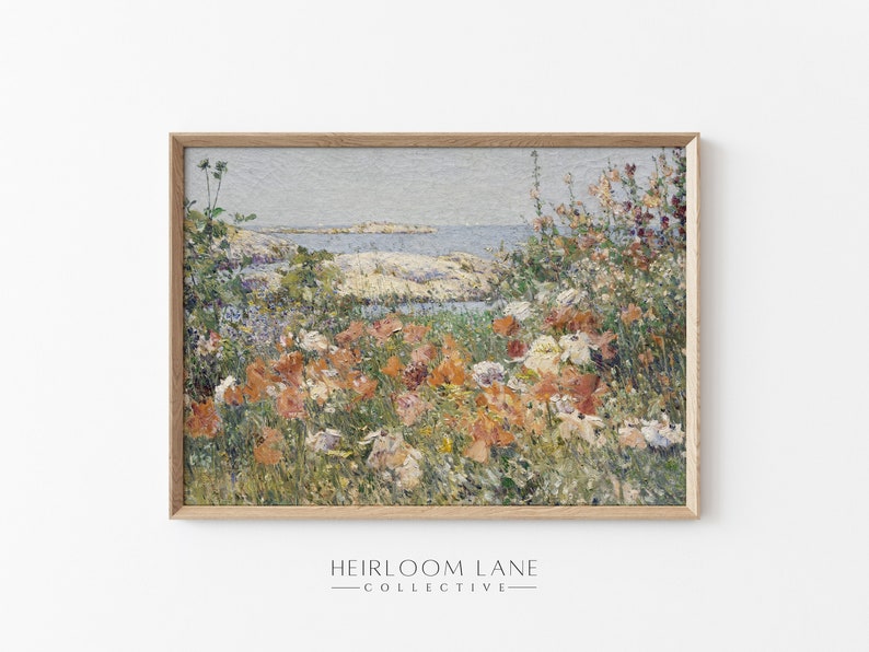 Wildflowers by the Sea Print Digital Download Spring Floral Artwork Country Cottage Art Vintage Farmhouse Decor Field Print 8109 image 4