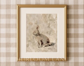 Retrato de conejo vintage: Arte infantil de Pascua y primavera (Descarga digital)