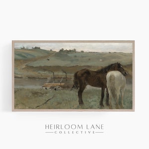 Vintage Horses Painting Instant Digital Download Frame TV Size (3840 x 2160) | Easter Spring Home Decor | Equestrian Art | Frame TV Art 8148