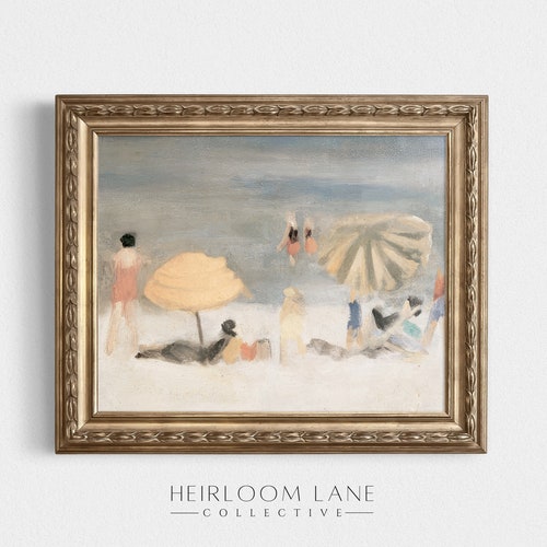 Journée rétro à la plage Ocean Print Téléchargement numérique | Oeuvre nautique d'été | Art de chalet de campagne | ancienne ferme | Impression de mer | 8191