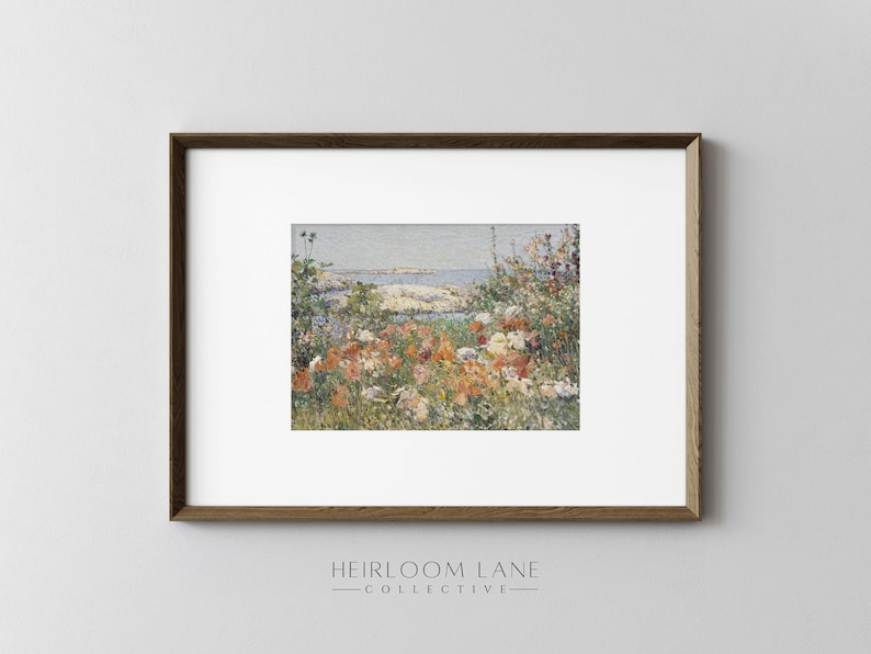 Wildflowers by the Sea Print Digital Download Spring Floral Artwork Country Cottage Art Vintage Farmhouse Decor Field Print 8109 image 3