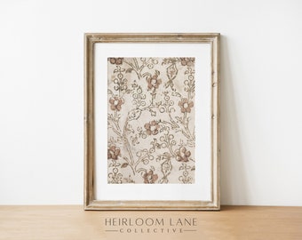 Vintage Floral Book Cover Print Instant Digital Download | Neutral Nursery Wall Art | Home Decor | Flowers Tapestry Muted Tone Artwork 8227