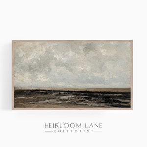 Cloudy Villerville Beach Vintage Painting Digital Download | Frame TV Size (3840 x 2160) | Mcgee Art | Vintage Painting | Landscape Print