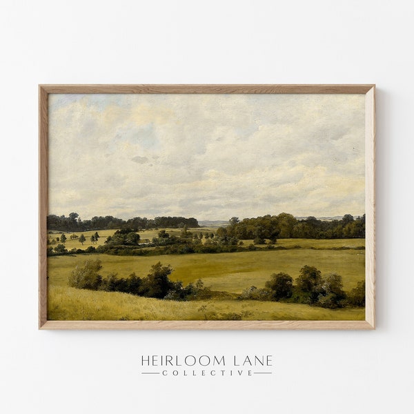 Impresión digital de prado campestre vintage / Obra de arte / Pintura campestre vintage / Impresión campestre francesa / Arte paisajístico / 8116