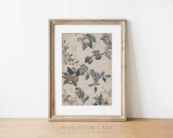 Vintage Floral Book Cover Print Instant Digital Download | Neutral Nursery Wall Art | Home Decor | Flowers Tapestry Muted Tone Artwork 8227