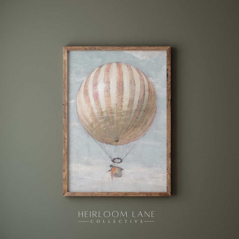 Vintage Hot Air Balloon Print Instant Digital Download Etsy