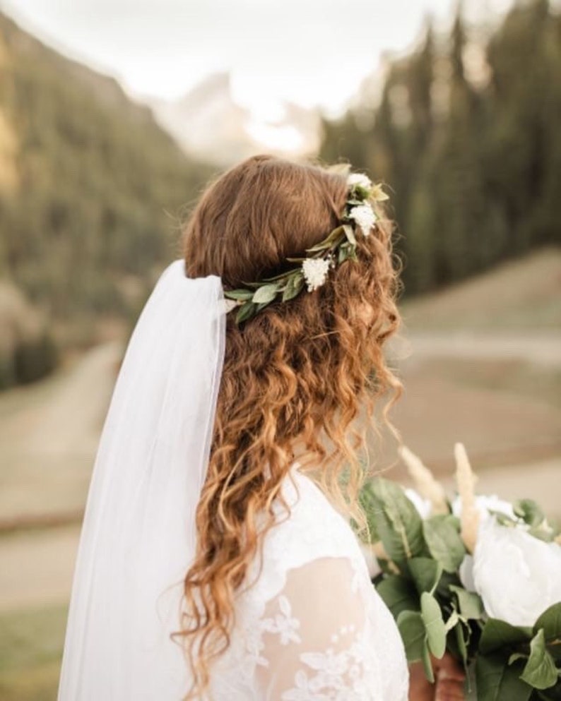 Adult greenery crown, greenery halo, simple floral crown, wedding floral halo, photography prop, maternity floral crown, wedding crown. image 2