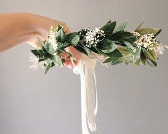 Couronne de verdure adulte, halo de verdure, couronne florale simple, halo floral de mariage, accessoire de photographie, couronne florale de maternité, couronne de mariage.