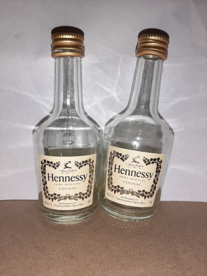 2 Mini Liquor Bottles Empty. Hennessy Glass Etsy