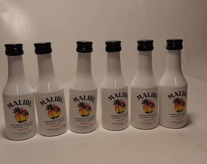 Malibu Rum 6 Mini Liquor Bottles Empty Used 50ml Nips Airplane Bottles Etsy
