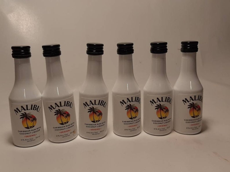 Malibu Rum 6 mini liquor bottles empty used 50mL Etsy