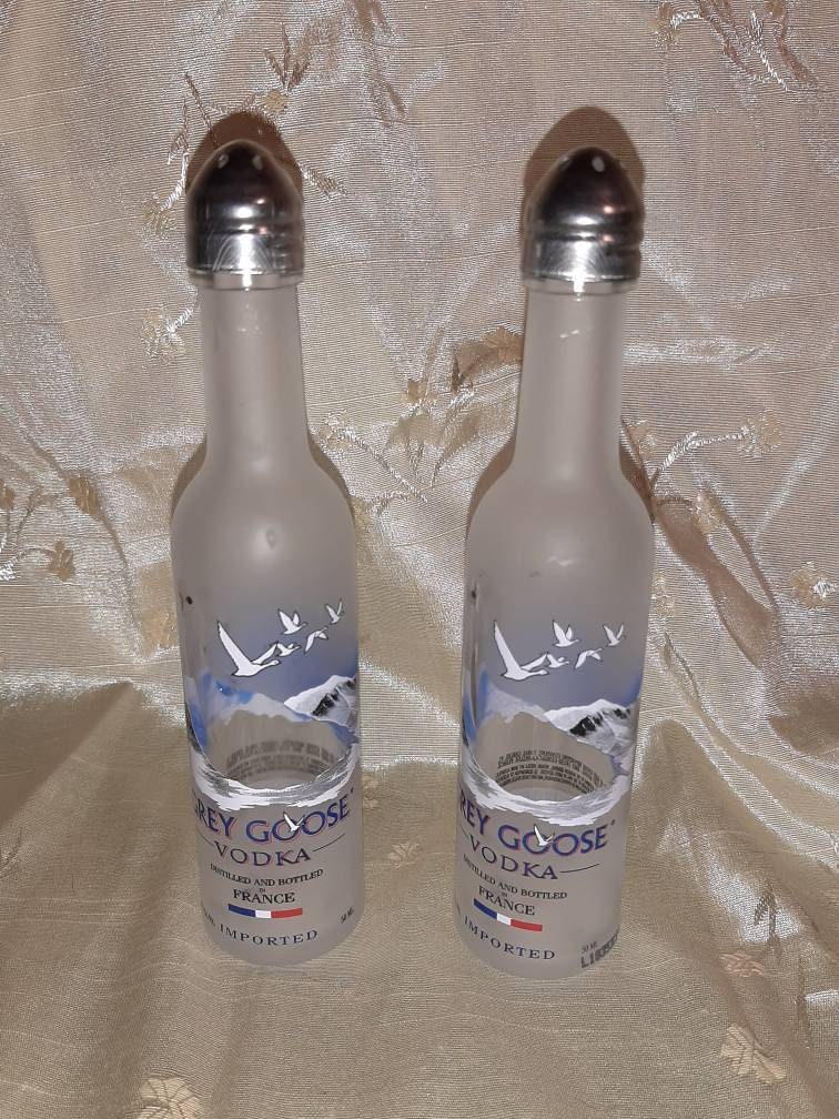 Grey Goose Mini Liquor 50ml Bottles UpCycled Into SALT PEPPER Shakers