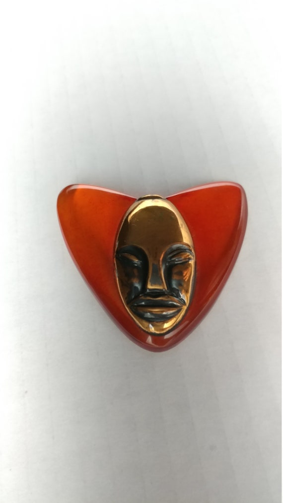 Vintage Elzac of Hollywood Modernist Red Lucite an