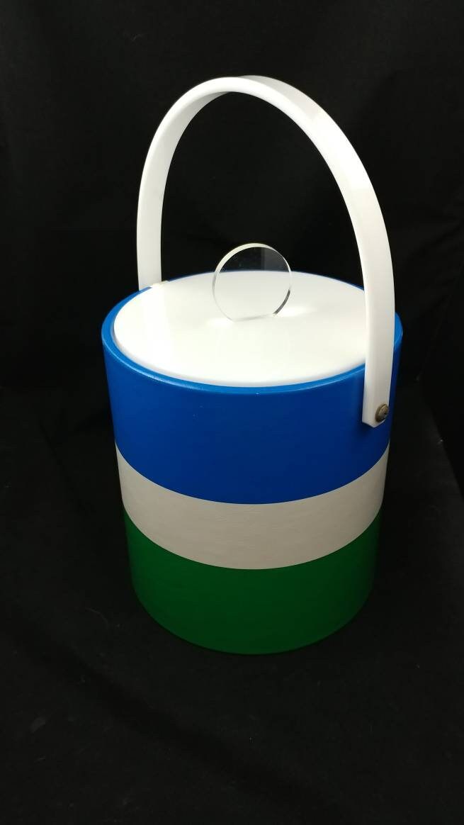 Vintage Mid-Century Modern Blue Ice Bucket by Morgan