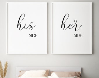 His Side & Her Side Prints (Set of 2) | Romantic Gallery Wall Art | Bedroom Decor | Wedding or Engagement Gift | New Home | UNFRAMED
