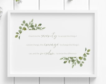 Serenity Prayer Print (Non-Religious) | Inspirational Landscape Wall Art | Reinhold Niebuhr Quote | Recovery Gift | Mindful Decor | UNFRAMED