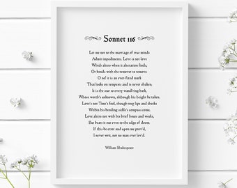 Shakespeare Sonnet 116 Print | Love Is Not Love Which Alters When It Alteration Finds Wall Art | Romantic Poetry Gift