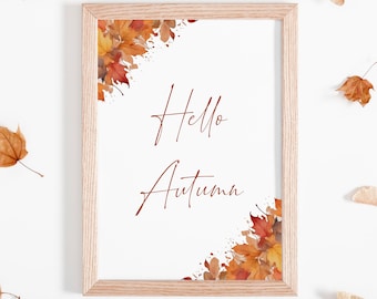 Lámina "Hola Otoño" / Decoración de otoño para el hogar / Arte mural de otoño / Póster tipográfico / SIN MARCO