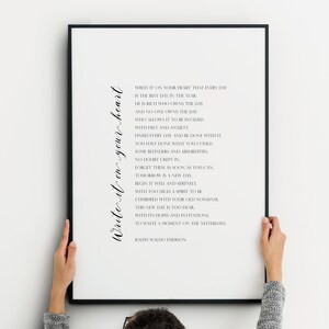 Schreib es auf dein Herz | Inspirierender Druck | Ralph Waldo Emerson Gedicht | Literarische Kunst Typografie Plakat | Ohne Rahmen