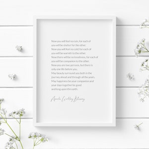 Stampa di benedizione nuziale Apache / Poesia di matrimonio dei nativi americani / Arte murale romantica / Regalo per il primo anniversario di matrimonio / SENZA CORNICE