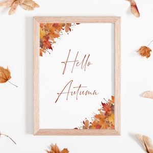 Hallo Herbst Poster | Herbst Wohn Dekor | Herbst Wand Kunst | Typografie Plakat | Ohne Rahmen