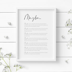 Forse stampa poesia / poesia d'amore / arte murale romantica / regalo di nozze o anniversario / SENZA CORNICE