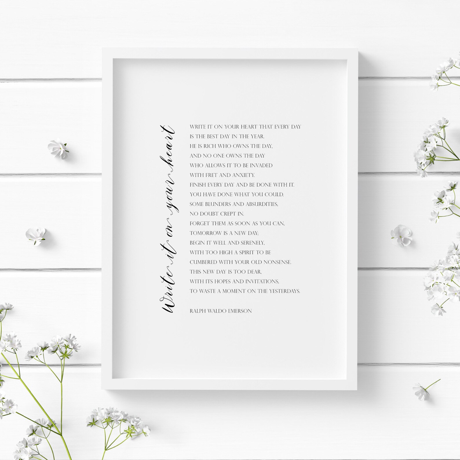 Write It on Your Heart | Ralph Waldo Emerson Poem | Printable Wall Art ...