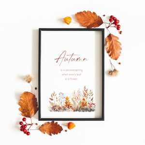 Der Herbst ist ein zweiter Frühlingsdruck | Albert Camus Zitat | Herbst Wand Kunst | Saisonale Wohnkultur | Typografie Plakat | Ohne Rahmen