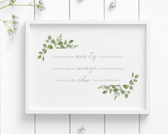 Serenity Prayer Print | Inspirational Landscape Wall Art | Reinhold Niebuhr Quote | Recovery Gift | Mindful Decor | UNFRAMED