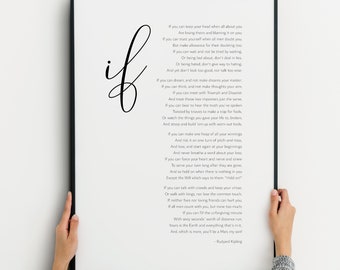 Si, de Rudyard Kipling. Impresión / Poesía inspiradora / Arte literario para pared / Póster tipográfico / SIN MARCO