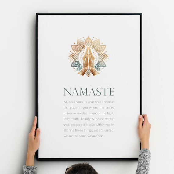 Namaste Print With Prayer Hands | Inspirational Wall Art | Yoga Studio Wall Decor | Meditation Gift For Yogi | Poster | UNFRAMED