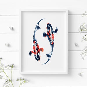 Koi Fish Yin & Yang | Abstract Print | Wall Art | Contemporary Home Decor | Modern Wall Hanging | Statement Artwork | UNFRAMED