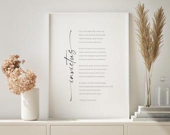 Invictus, de William Ernest Henley Impresión / Poesía inspiradora / Arte mural literario / Póster tipográfico / SIN MARCO