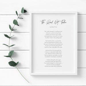Die Straße nicht genommen von Robert Frost Print | Inspirierende Poesie | Literarische Kunst Typografie Plakat | Ohne Rahmen