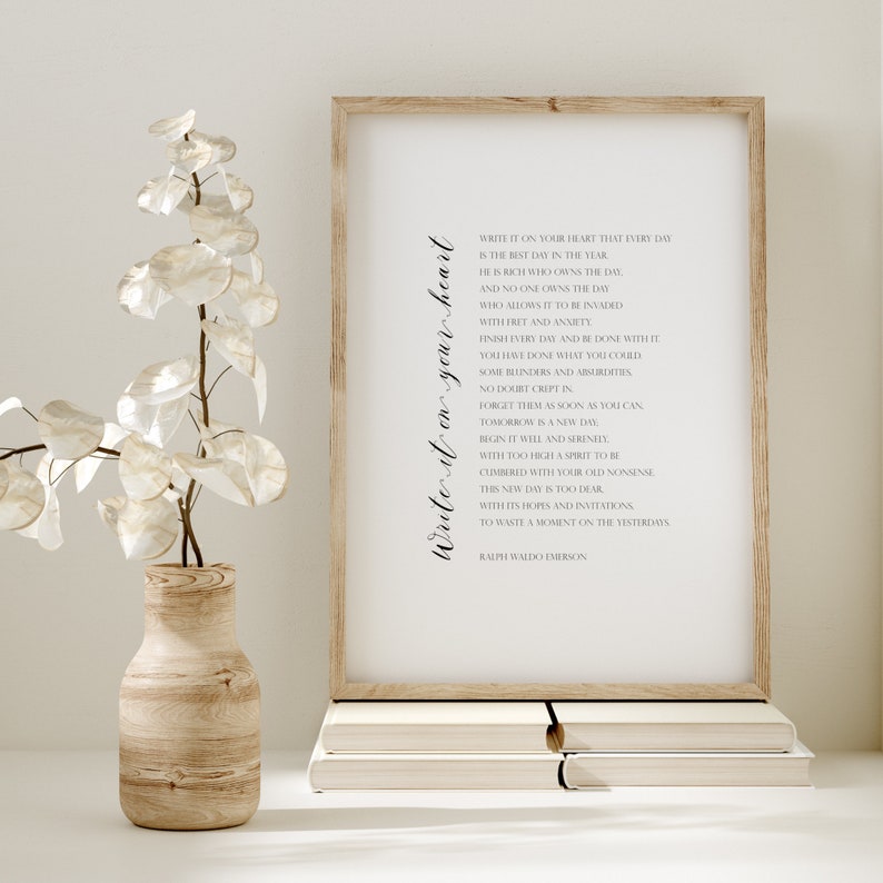 Write It on Your Heart | Ralph Waldo Emerson Poem | Printable Wall Art ...