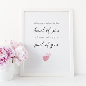 Whoever you hold in the heart of you | Sympathy Gift | Condolences | Sorry For Your Loss | UNFRAMED