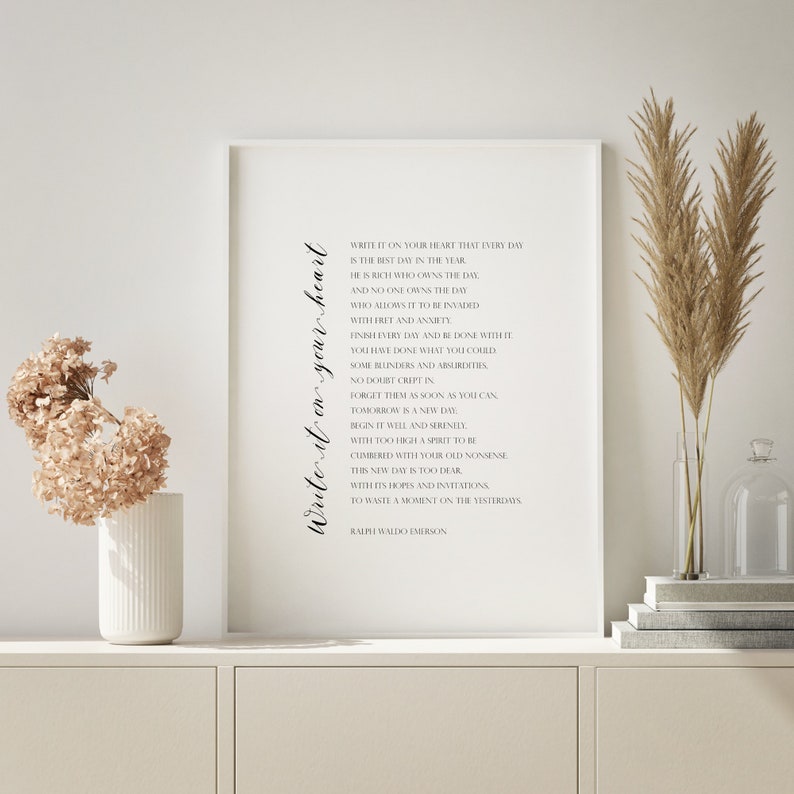 Write It on Your Heart | Ralph Waldo Emerson Poem | Printable Wall Art ...