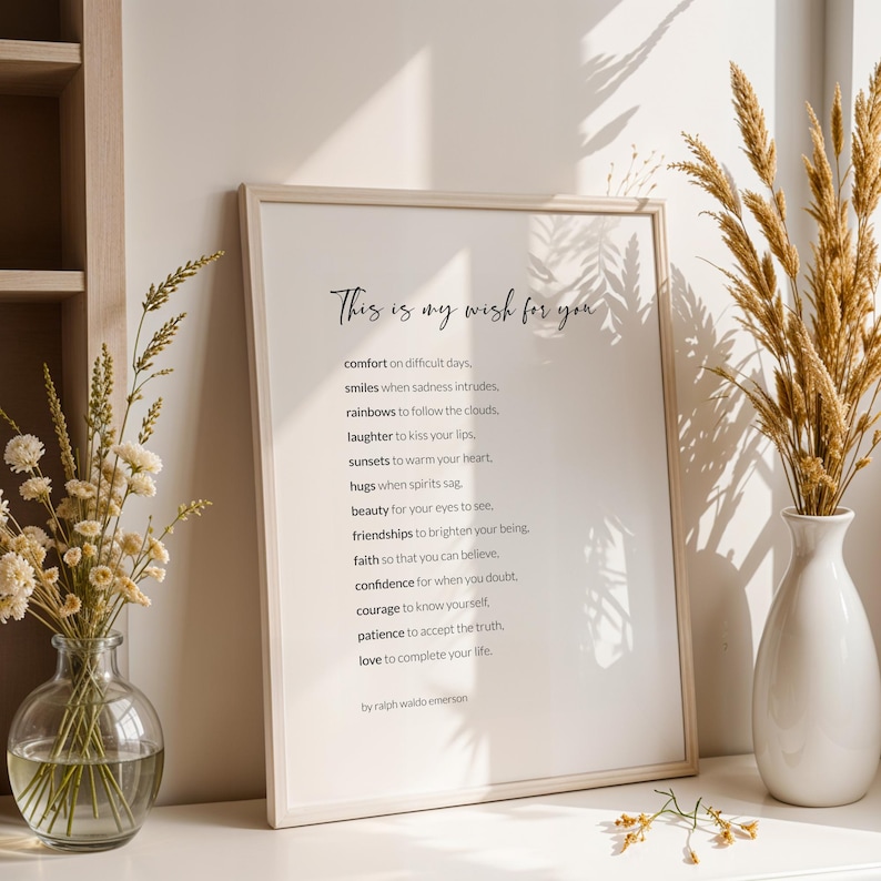 This Is My Wish For You Print | Ralph Waldo Emerson Poem | Inspirational Wall Art | Literary Wall Art | Typography Poster | UNFRAMED image 3