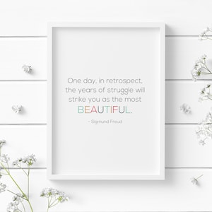 Un día en retrospectiva / Impresión consciente / Cita de Sigmund Freud / Arte mural inspirador / Póster de resiliencia / SIN MARCO