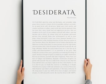 Desiderata, de Max Ehrmann Impresión / Poesía inspiradora / Arte mural literario / Póster tipográfico / SIN MARCO