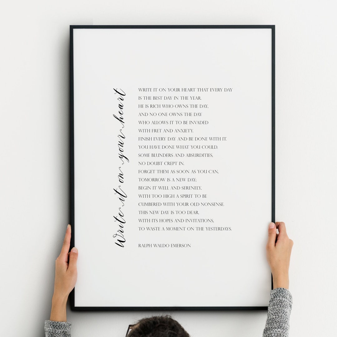Write It on Your Heart | Inspirational Print | Ralph Waldo Emerson Poem ...