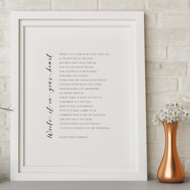 Write It on Your Heart | Ralph Waldo Emerson Poem | Printable Wall Art ...