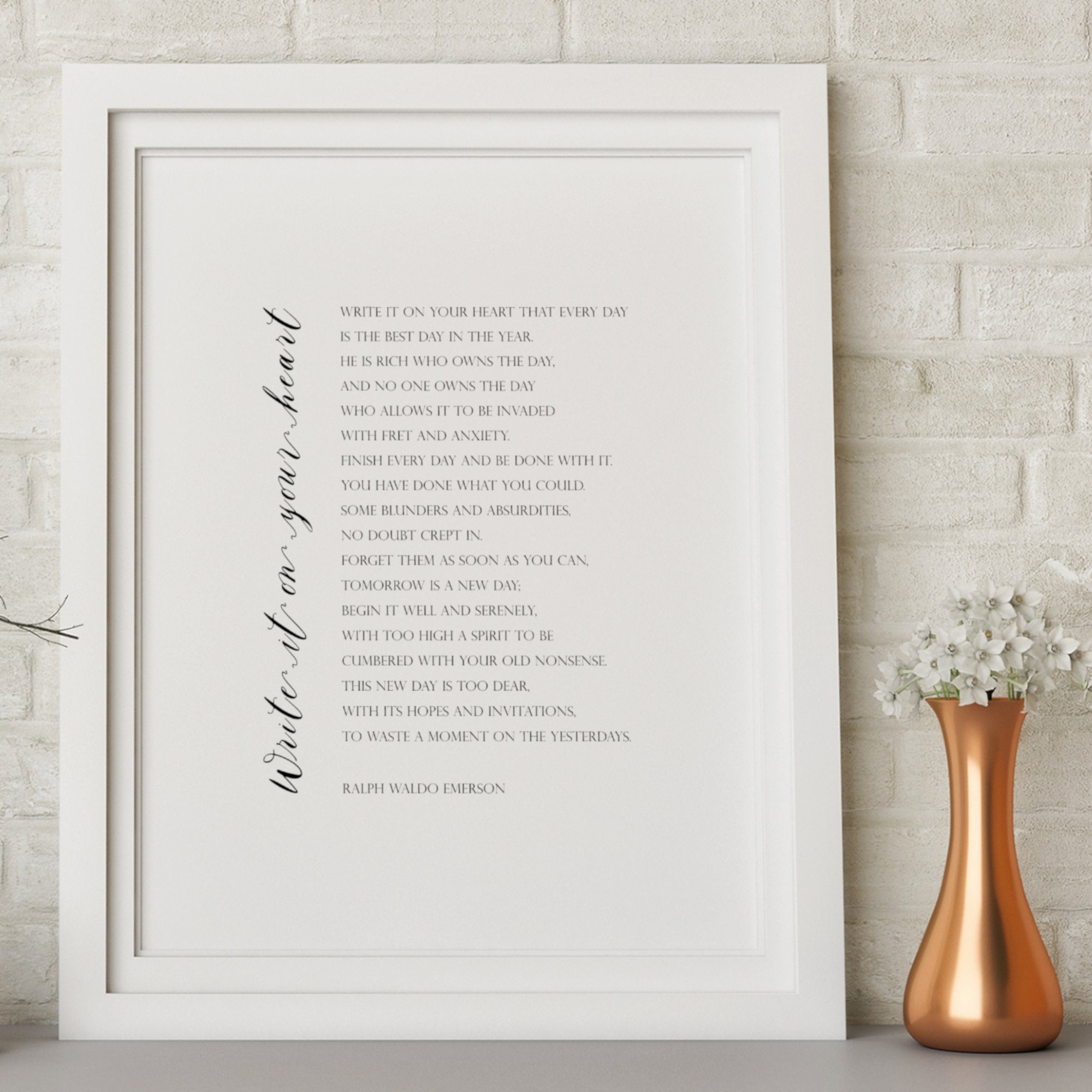 Write It on Your Heart | Ralph Waldo Emerson Poem | Printable Wall Art ...