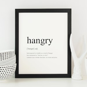 Hangry Definition Print | Kitchen Print | Kitchen Wall Art | Kitchen Wall Décor | Kitchen Poster | UNFRAMED