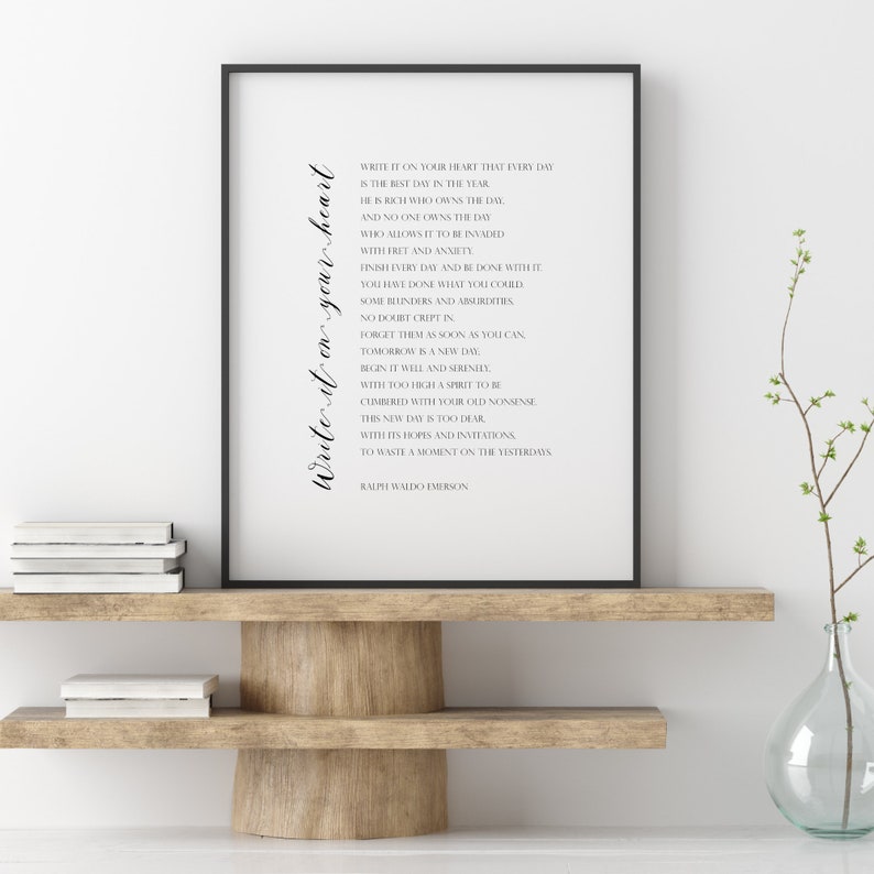 Write It on Your Heart | Ralph Waldo Emerson Poem | Printable Wall Art ...